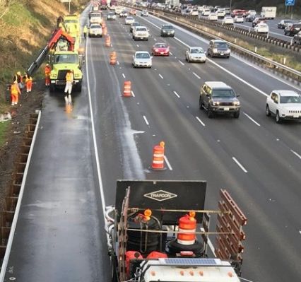 road workers on the highway