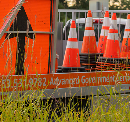 Orange traffic signs